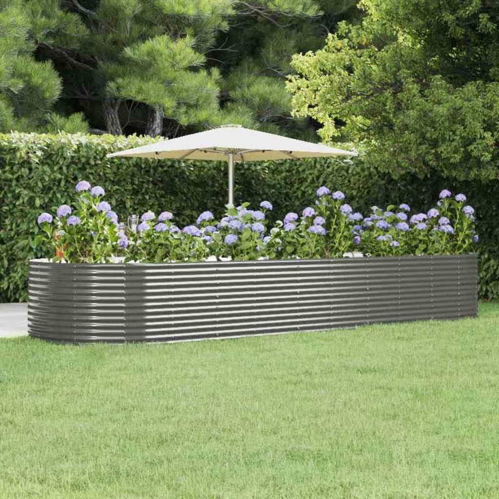 Aukštas sodo lovelis, pilkas, 447x140x68cm, cinkuotas plienas Aukštas sodo lovelis, pilkas, 447x140x68cm, cinkuotas plienas - Image 2