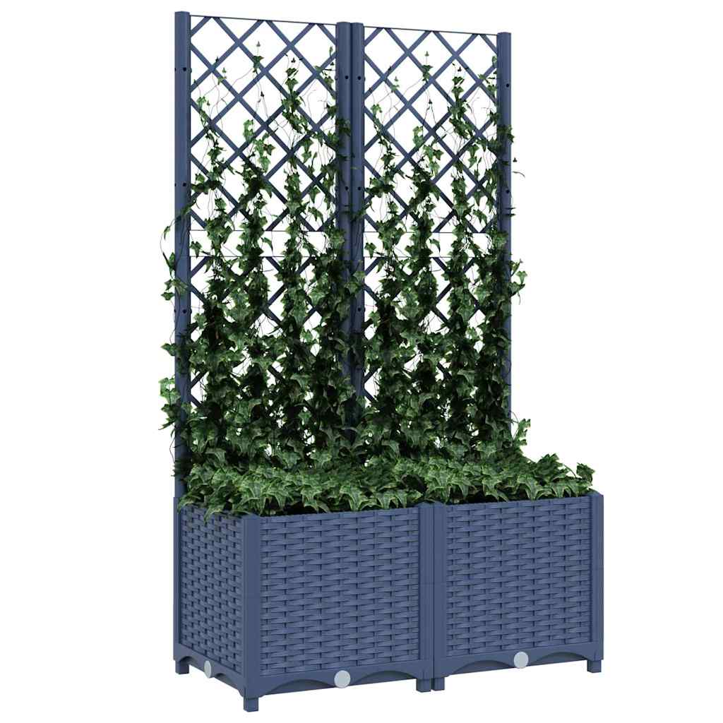 Sodo vazonas su grotelėmis, mėlynai pilkas, 80x40x136 cm, PP Sodo vazonas su grotelėmis, mėlynai pilkas, 80x40x136 cm, PP - Image 8