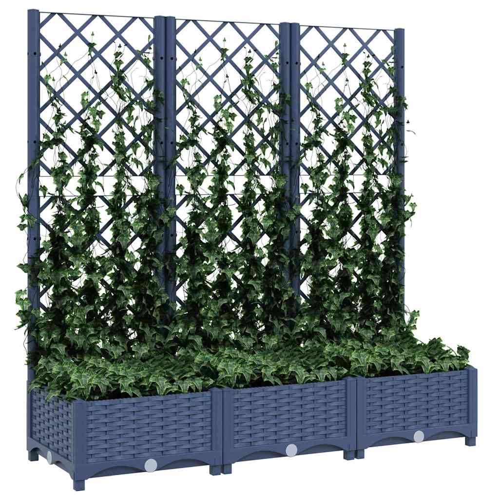 Sodo lovelis su treliažu, mėlyna pilkas, 120x40x121,5cm, PP Sodo lovelis su treliažu, mėlyna pilkas, 120x40x121,5cm, PP - Image 8