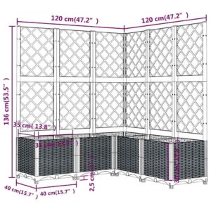 Sodo lovelis su treliažu, mėlyna pilkas, 120x120x136cm, PP