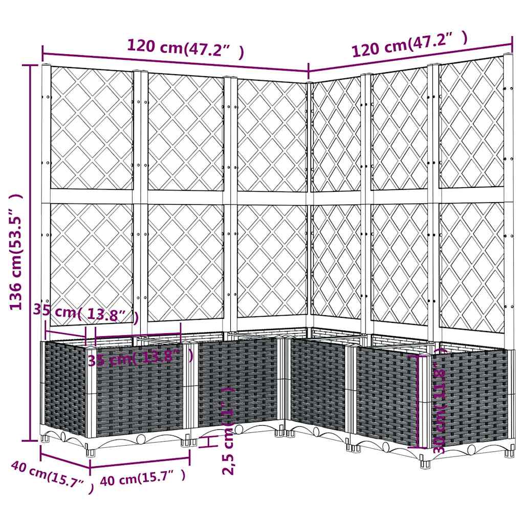 Sodo lovelis su treliažu, mėlyna pilkas, 120x120x136cm, PP Sodo lovelis su treliažu, mėlyna pilkas, 120x120x136cm, PP