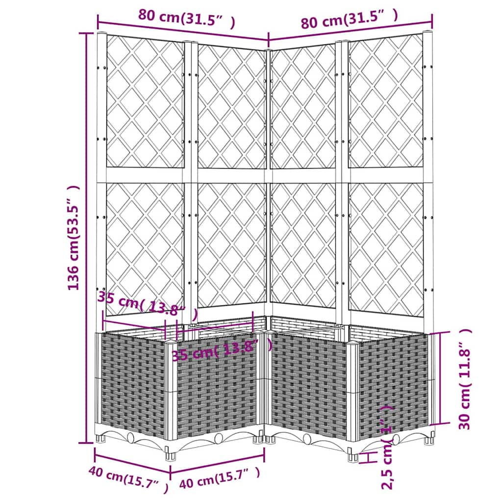 Sodo lovelis su treliažu, rudos spalvos, 80x80x136cm, PP Sodo lovelis su treliažu, rudos spalvos, 80x80x136cm, PP