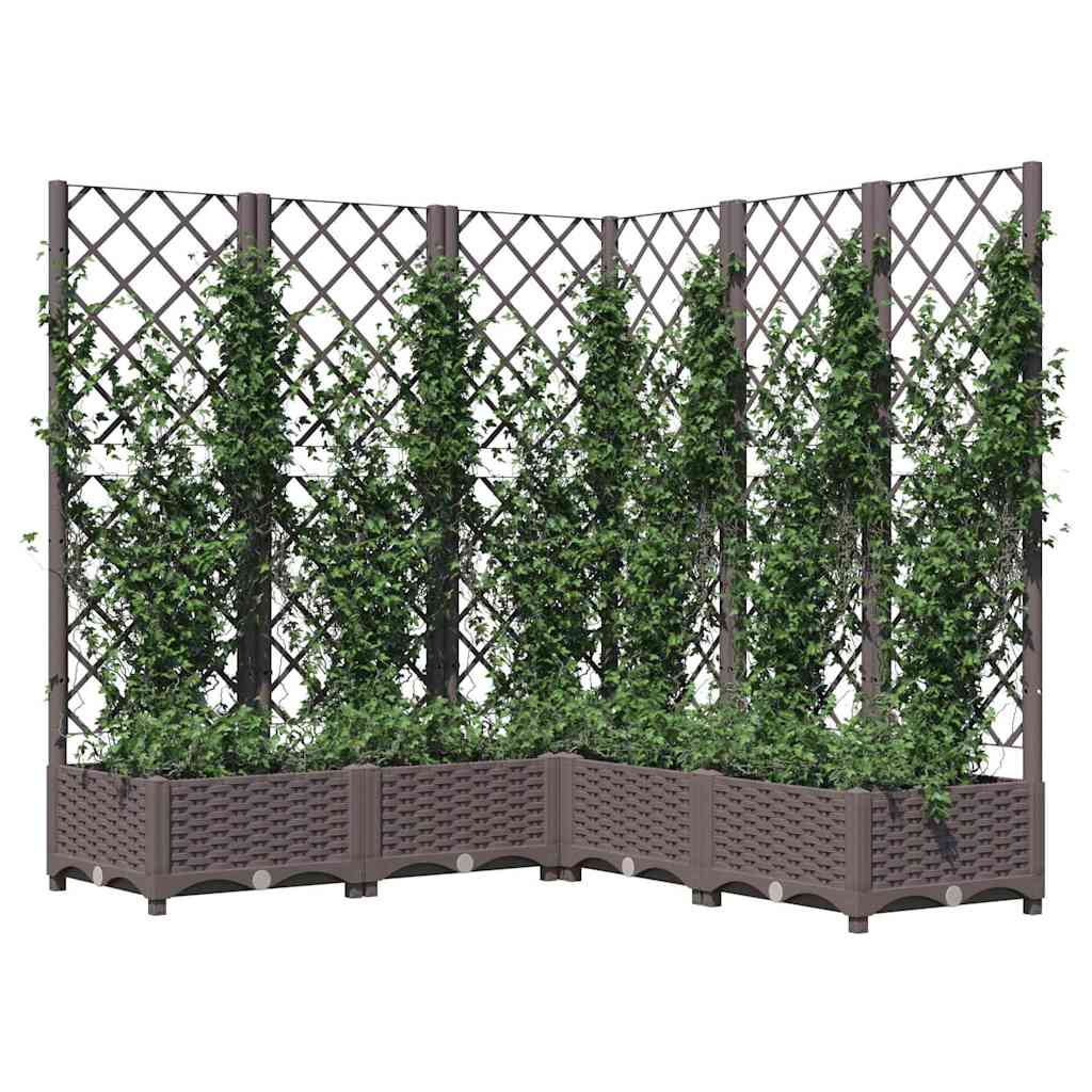 Sodo lovelis su treliažu, rudos spalvos, 120x120x121,5cm, PP Sodo lovelis su treliažu, rudos spalvos, 120x120x121,5cm, PP - Image 8