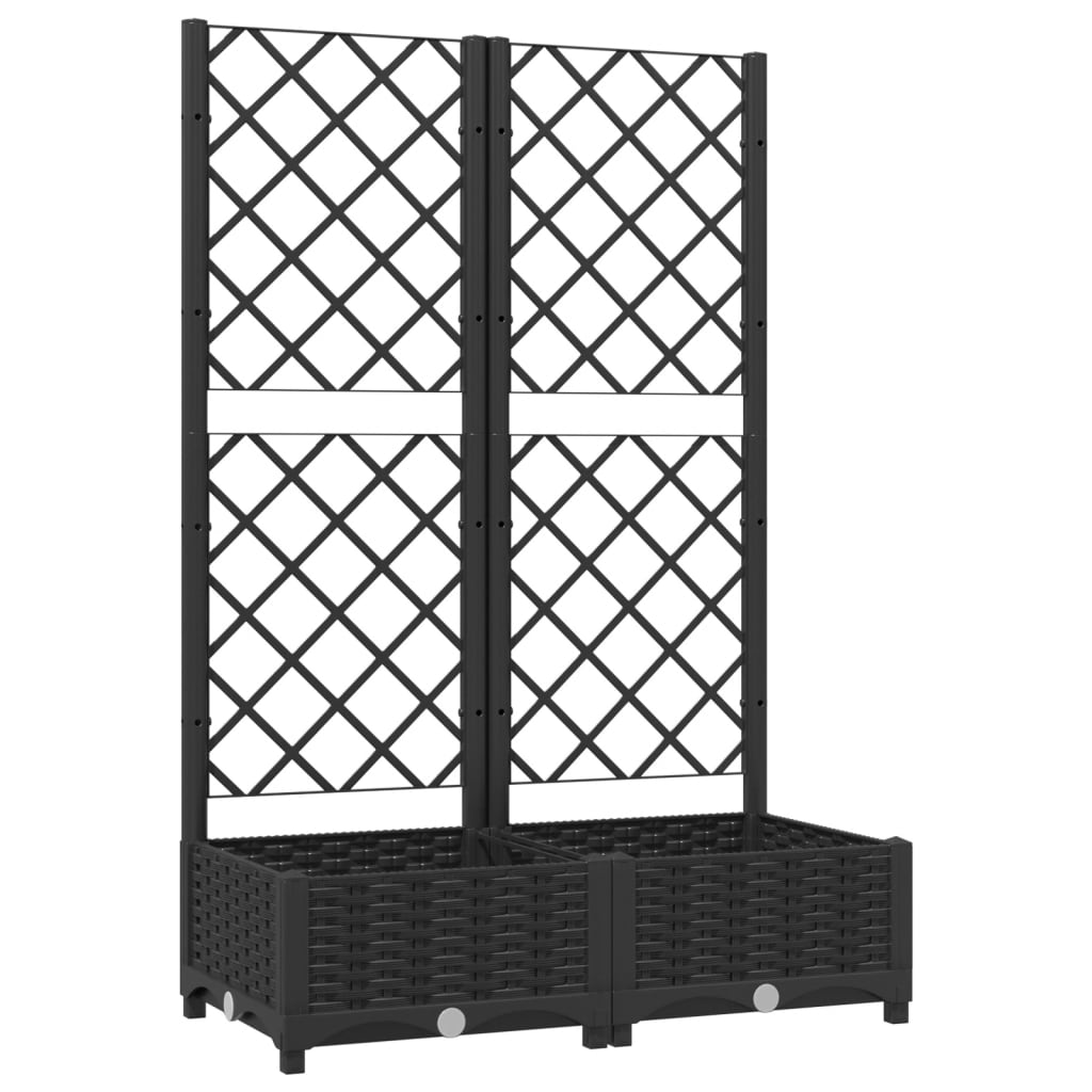 Sodo vazonas su grotelėmis, juodas, 80x40x121,5 cm, PP Sodo vazonas su grotelėmis, juodas, 80x40x121,5 cm, PP - Image 3