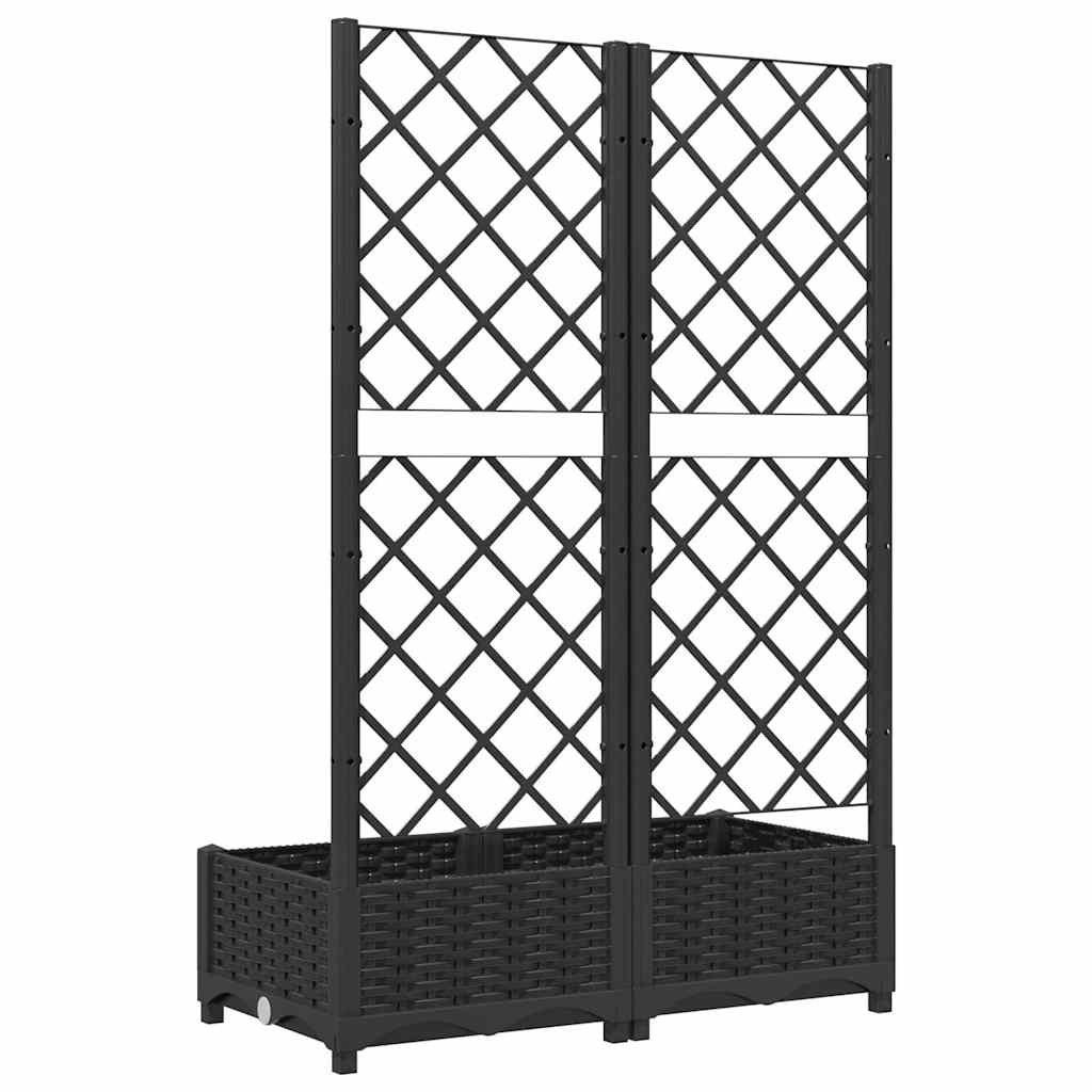 Sodo vazonas su grotelėmis, juodas, 80x40x121,5 cm, PP Sodo vazonas su grotelėmis, juodas, 80x40x121,5 cm, PP - Image 5