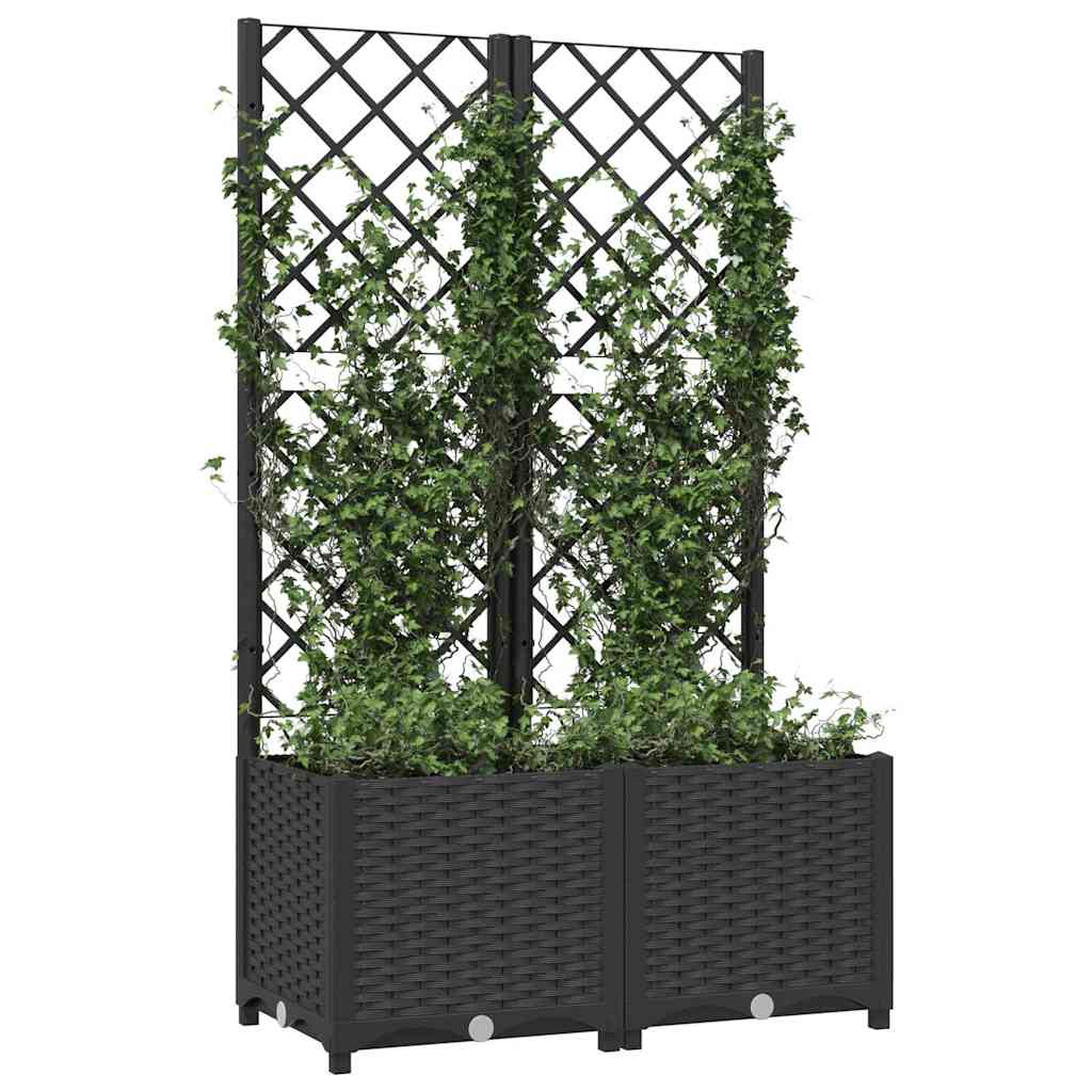Sodo vazonas su grotelėmis, juodas, 80x40x136 cm, PP Sodo vazonas su grotelėmis, juodas, 80x40x136 cm, PP - Image 8