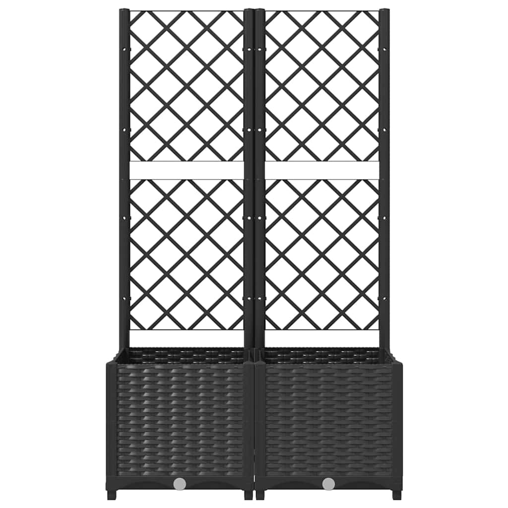Sodo vazonas su grotelėmis, juodas, 80x40x136 cm, PP Sodo vazonas su grotelėmis, juodas, 80x40x136 cm, PP - Image 4