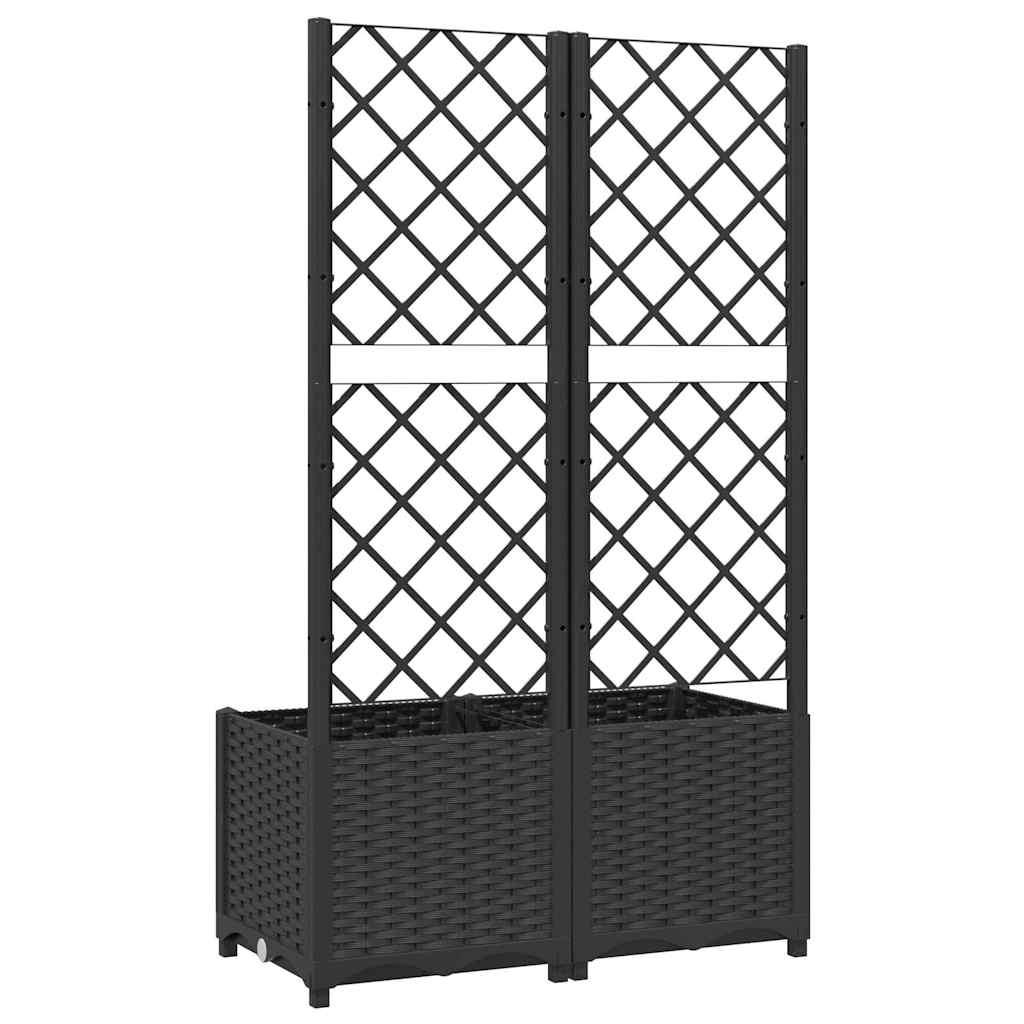 Sodo vazonas su grotelėmis, juodas, 80x40x136 cm, PP Sodo vazonas su grotelėmis, juodas, 80x40x136 cm, PP - Image 5