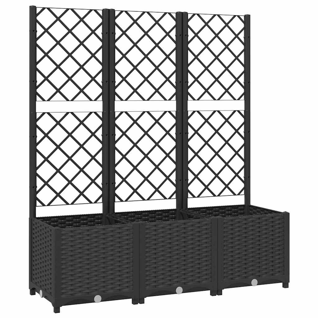 Sodo vazonas su grotelėmis, juodas, 120x40x136 cm, PP Sodo vazonas su grotelėmis, juodas, 120x40x136 cm, PP - Image 3