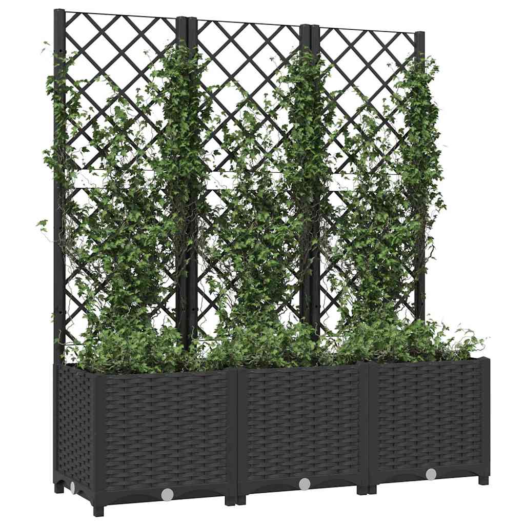 Sodo vazonas su grotelėmis, juodas, 120x40x136 cm, PP Sodo vazonas su grotelėmis, juodas, 120x40x136 cm, PP - Image 4