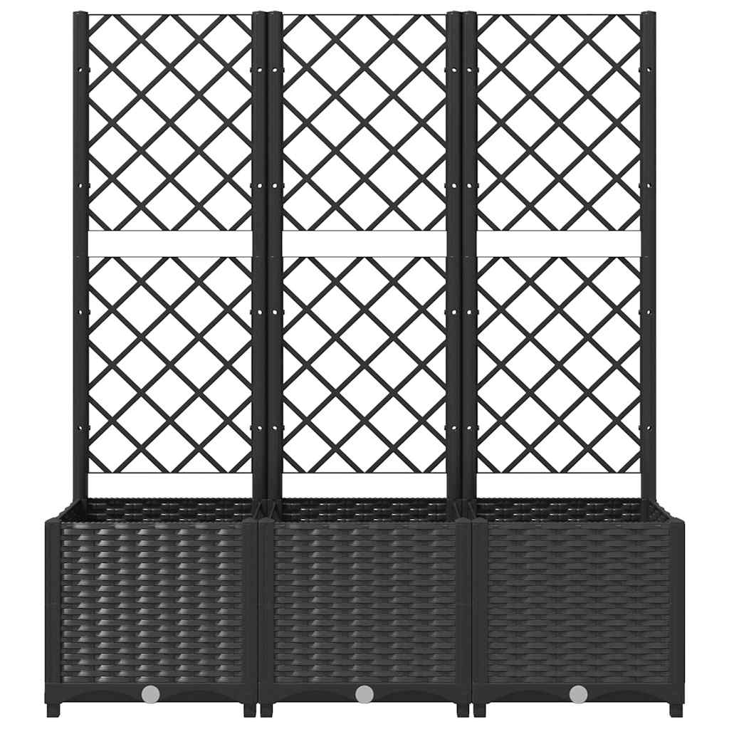 Sodo vazonas su grotelėmis, juodas, 120x40x136 cm, PP Sodo vazonas su grotelėmis, juodas, 120x40x136 cm, PP - Image 6