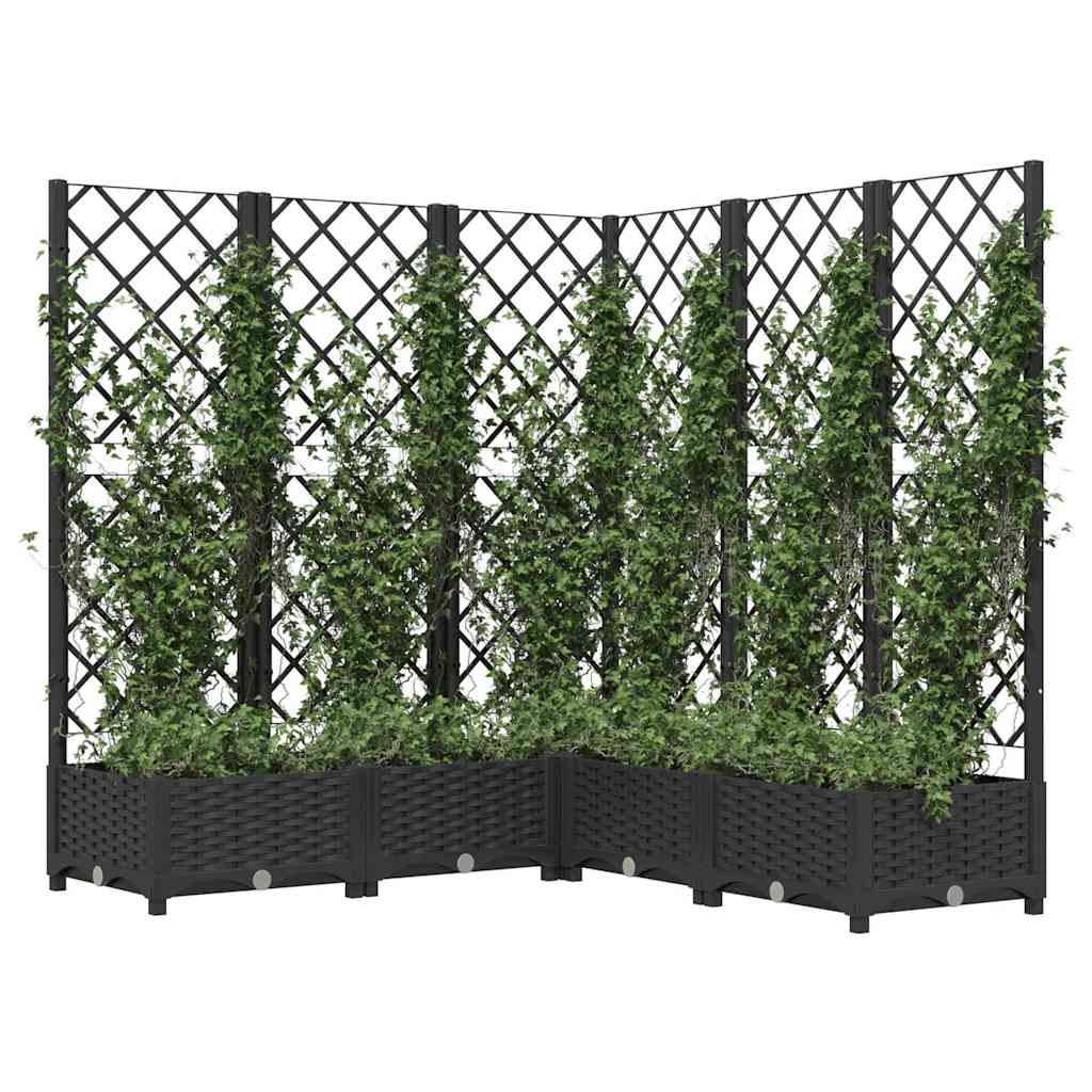 Sodo lovelis su treliažu, juodos spalvos, 120x120x121,5cm, PP Sodo lovelis su treliažu, juodos spalvos, 120x120x121,5cm, PP - Image 8