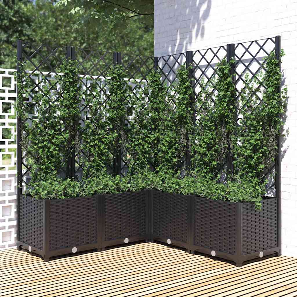 Sodo lovelis su treliažu, juodos spalvos, 120x120x136cm, PP Sodo lovelis su treliažu, juodos spalvos, 120x120x136cm, PP - Image 2