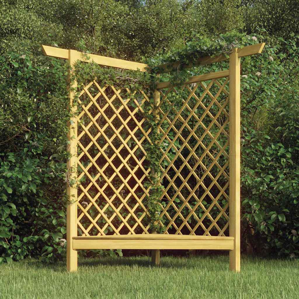 Kampinė pergolė su suoliuku, 166x81x174cm, impregnuota pušis Kampinė pergolė su suoliuku, 166x81x174cm, impregnuota pušis - Image 2