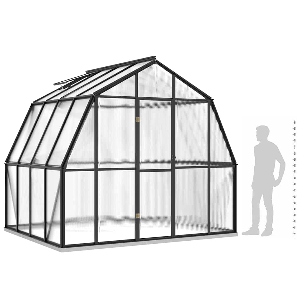Šiltnamis su pagrindo rėmu, antracito, aliuminis, 6,43m² Šiltnamis su pagrindo rėmu, antracito, aliuminis, 6,43m² - Image 6
