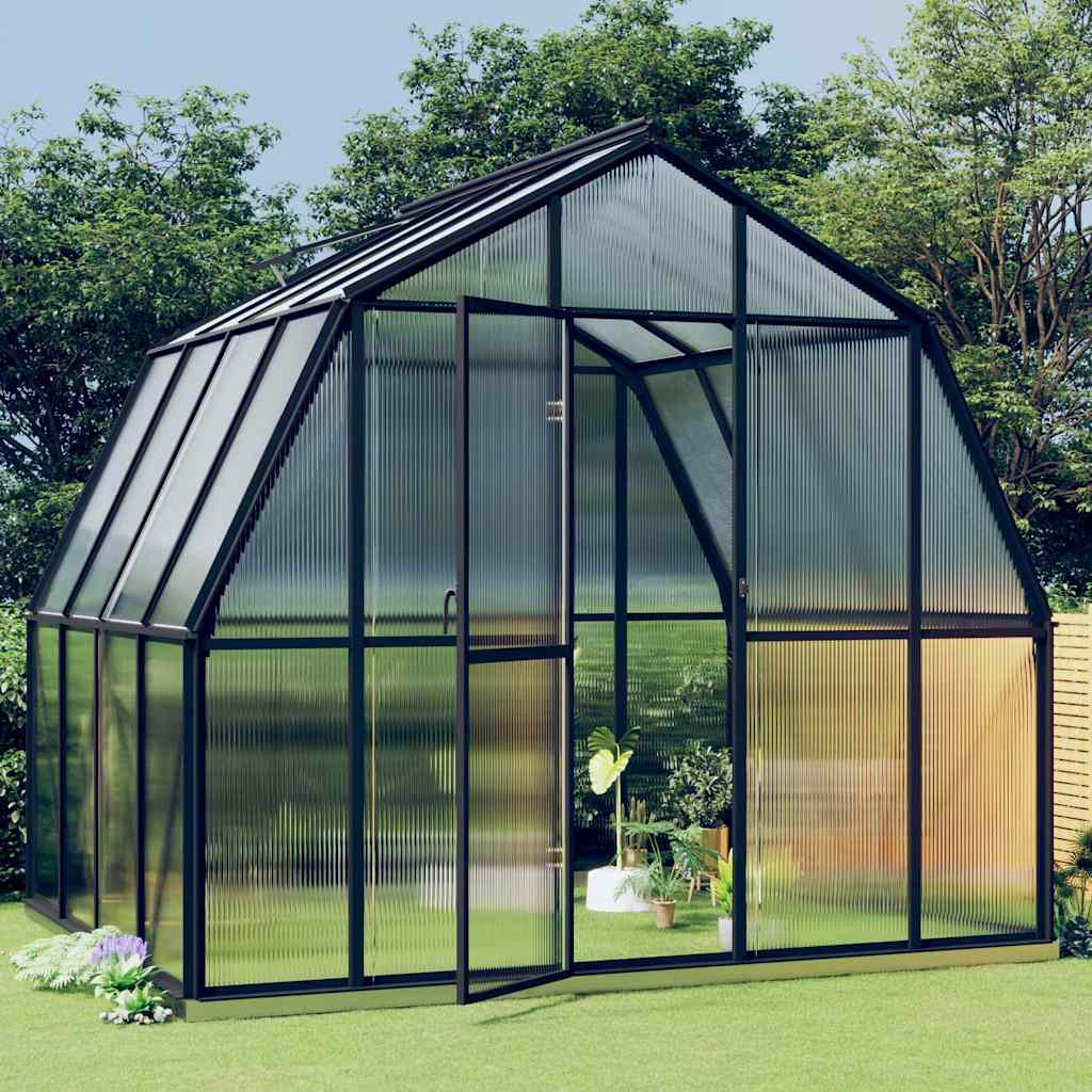 Šiltnamis su pagrindo rėmu, antracito, aliuminis, 6,43m² Šiltnamis su pagrindo rėmu, antracito, aliuminis, 6,43m² - Image 2