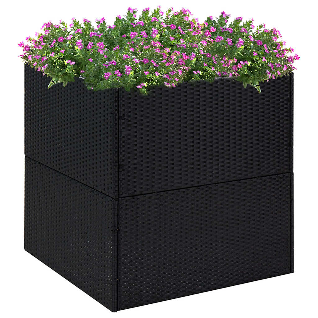 Sodo lovelis, juodos spalvos, 80x80x80cm, poliratanas Sodo lovelis, juodos spalvos, 80x80x80cm, poliratanas - Image 2