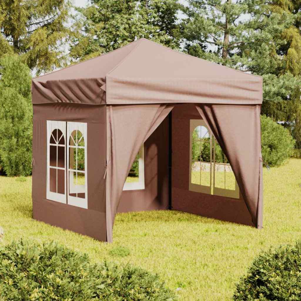 Proginė palapinė su šoninėmis sienomis, taupe, 2x2m Proginė palapinė su šoninėmis sienomis, taupe, 2x2m - Image 2