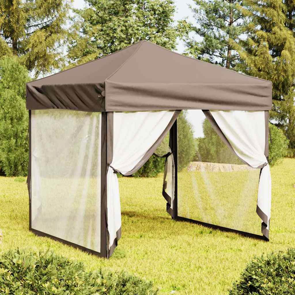 Proginė palapinė su šoninėmis sienomis, taupe, 2x2m Proginė palapinė su šoninėmis sienomis, taupe, 2x2m - Image 2
