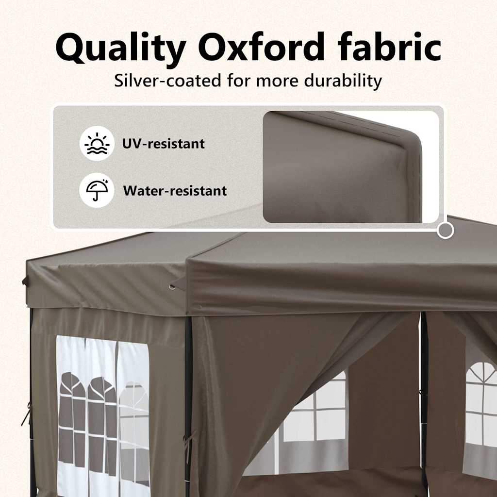 Proginė palapinė su šoninėmis sienomis, taupe, 3x3m Proginė palapinė su šoninėmis sienomis, taupe, 3x3m - Image 11