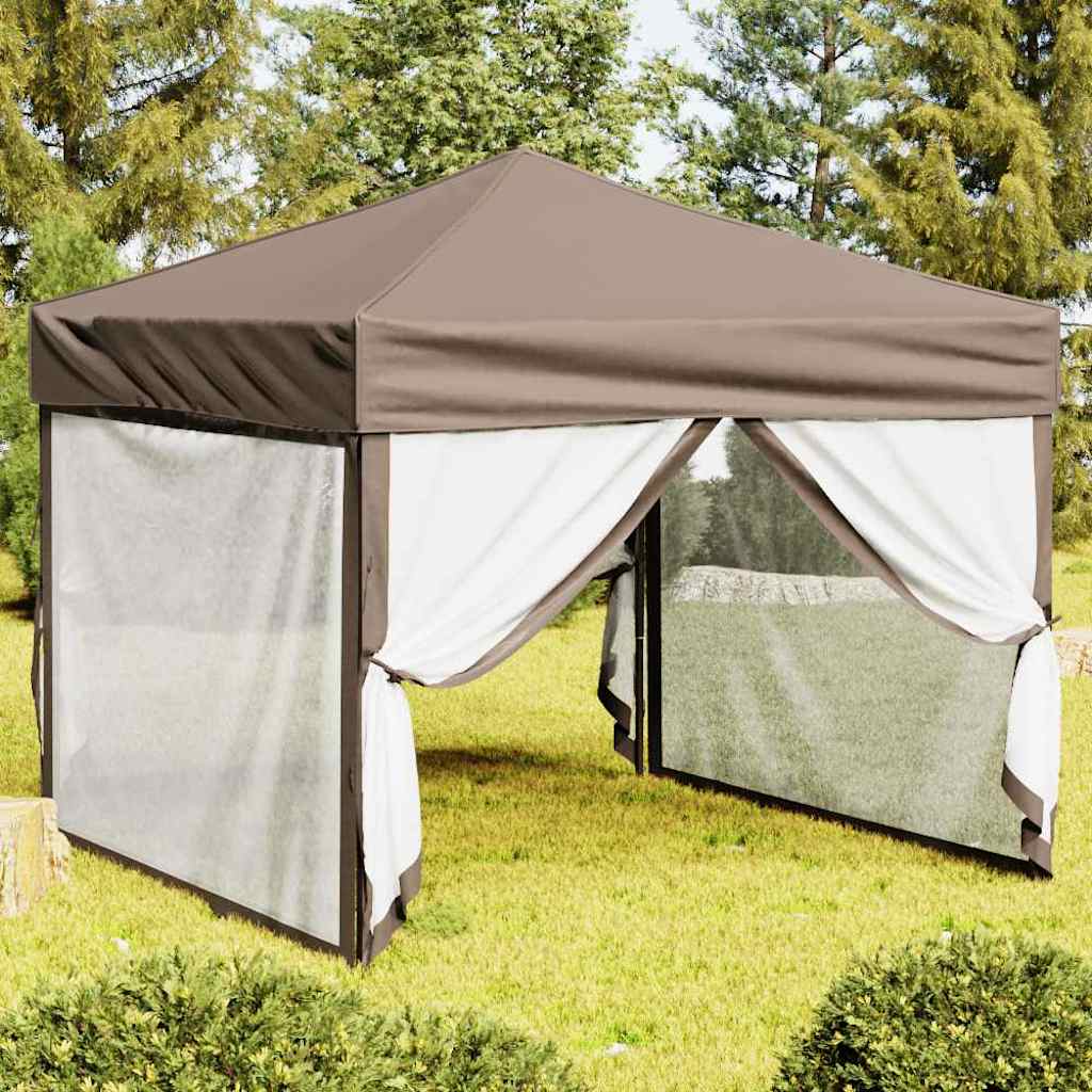 Proginė palapinė su šoninėmis sienomis, taupe, 3x3m Proginė palapinė su šoninėmis sienomis, taupe, 3x3m - Image 2
