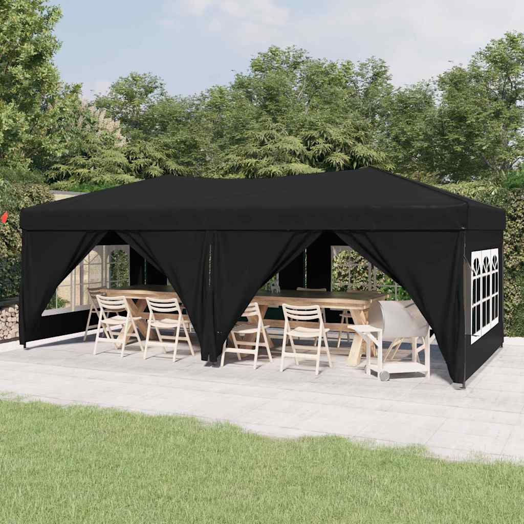 Proginė palapinė su šoninėmis sienomis, juoda, 3x6m Proginė palapinė su šoninėmis sienomis, juoda, 3x6m - Image 2