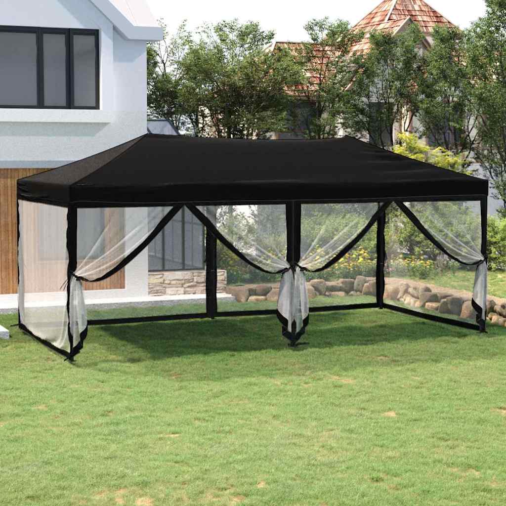 Proginė palapinė su šoninėmis sienomis, juoda, 3x6m Proginė palapinė su šoninėmis sienomis, juoda, 3x6m - Image 2
