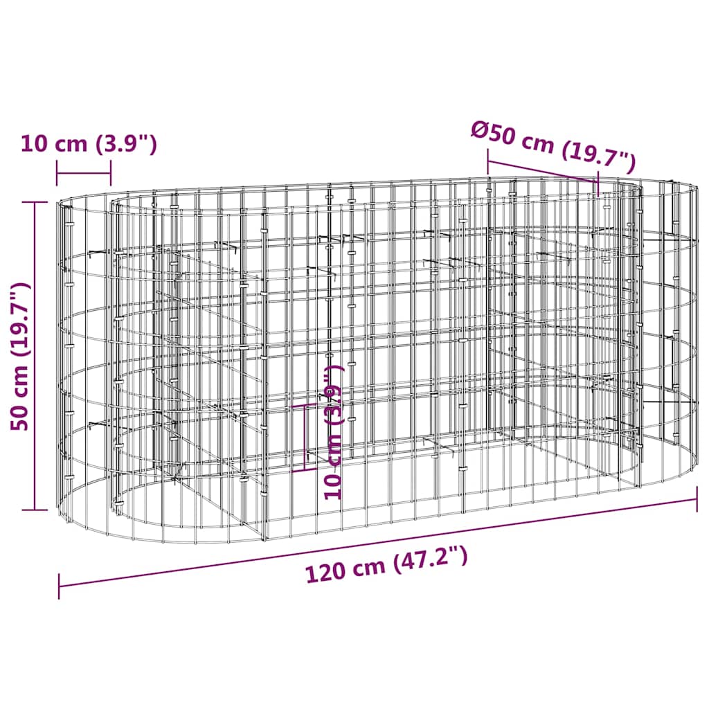 Gabiono lovelis, 120x50x50cm, galvanizuota geležis, aukštas Gabiono lovelis, 120x50x50cm, galvanizuota geležis, aukštas