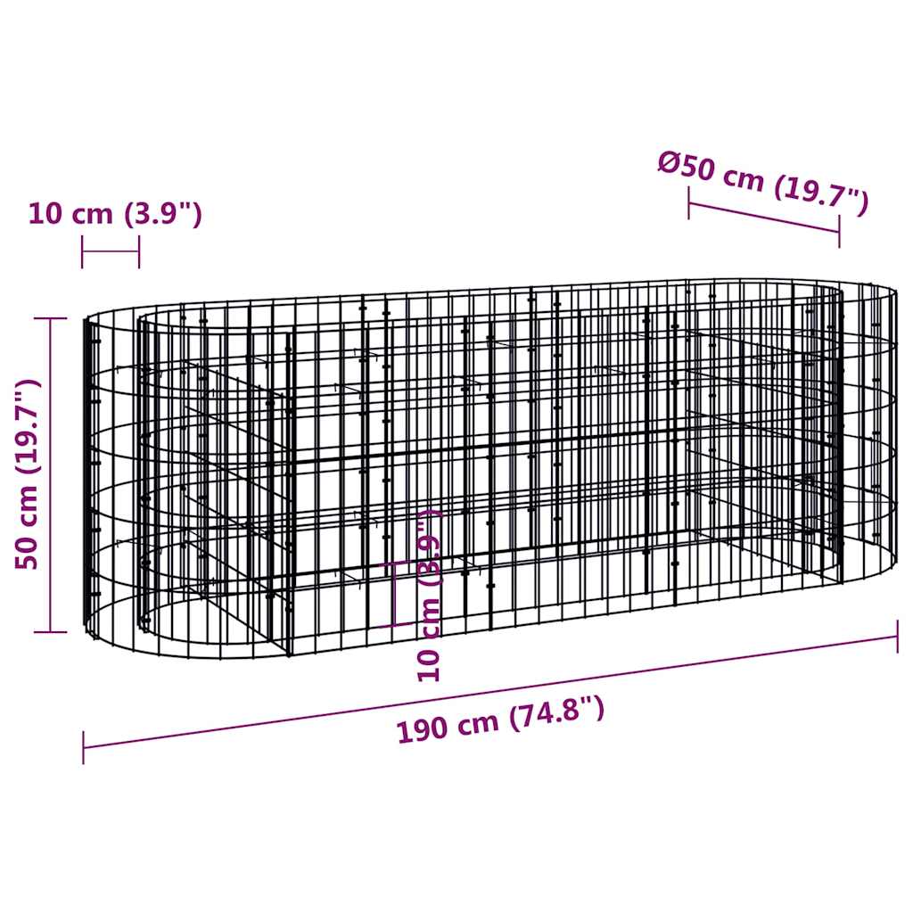 Gabiono lovelis, 190x50x50cm, galvanizuota geležis, aukštas Gabiono lovelis, 190x50x50cm, galvanizuota geležis, aukštas