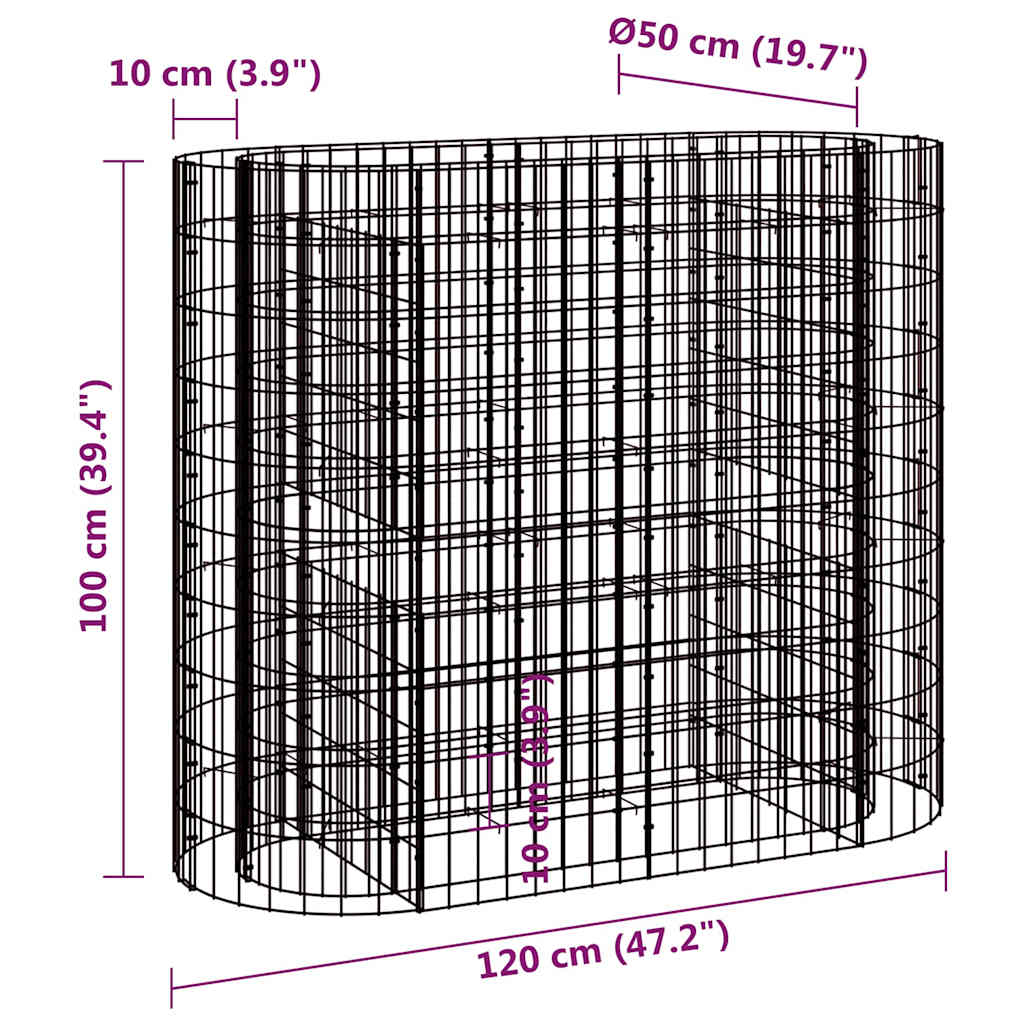 Gabiono lovelis, 120x50x100cm, galvanizuota geležis, aukštas Gabiono lovelis, 120x50x100cm, galvanizuota geležis, aukštas