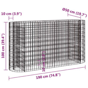 Gabiono lovelis, 190x50x100cm, galvanizuota geležis, aukštas