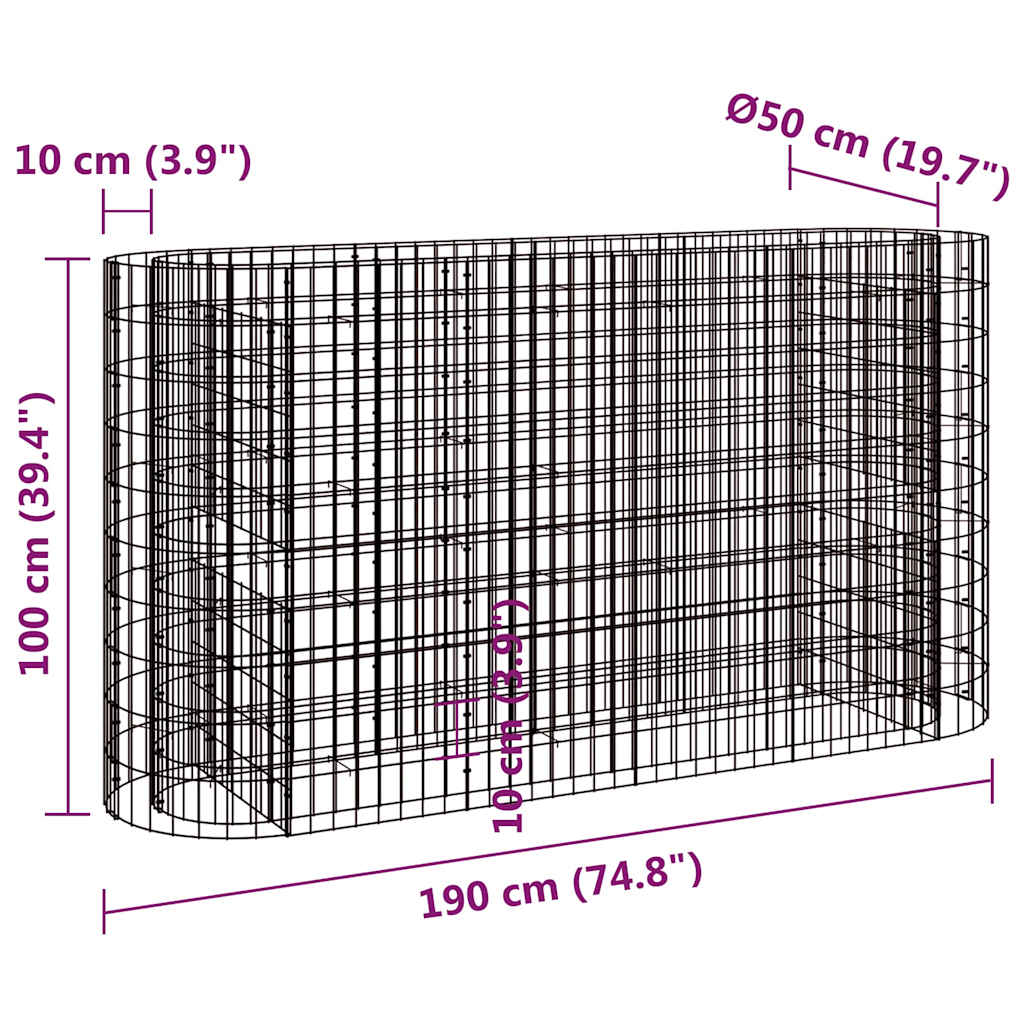 Gabiono lovelis, 190x50x100cm, galvanizuota geležis, aukštas Gabiono lovelis, 190x50x100cm, galvanizuota geležis, aukštas