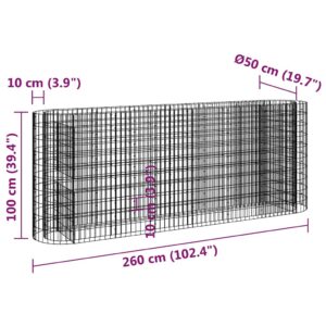 Gabiono lovelis, 260x50x100cm, galvanizuota geležis, aukštas