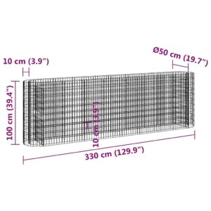 Gabiono lovelis, 330x50x100cm, galvanizuota geležis, aukštas