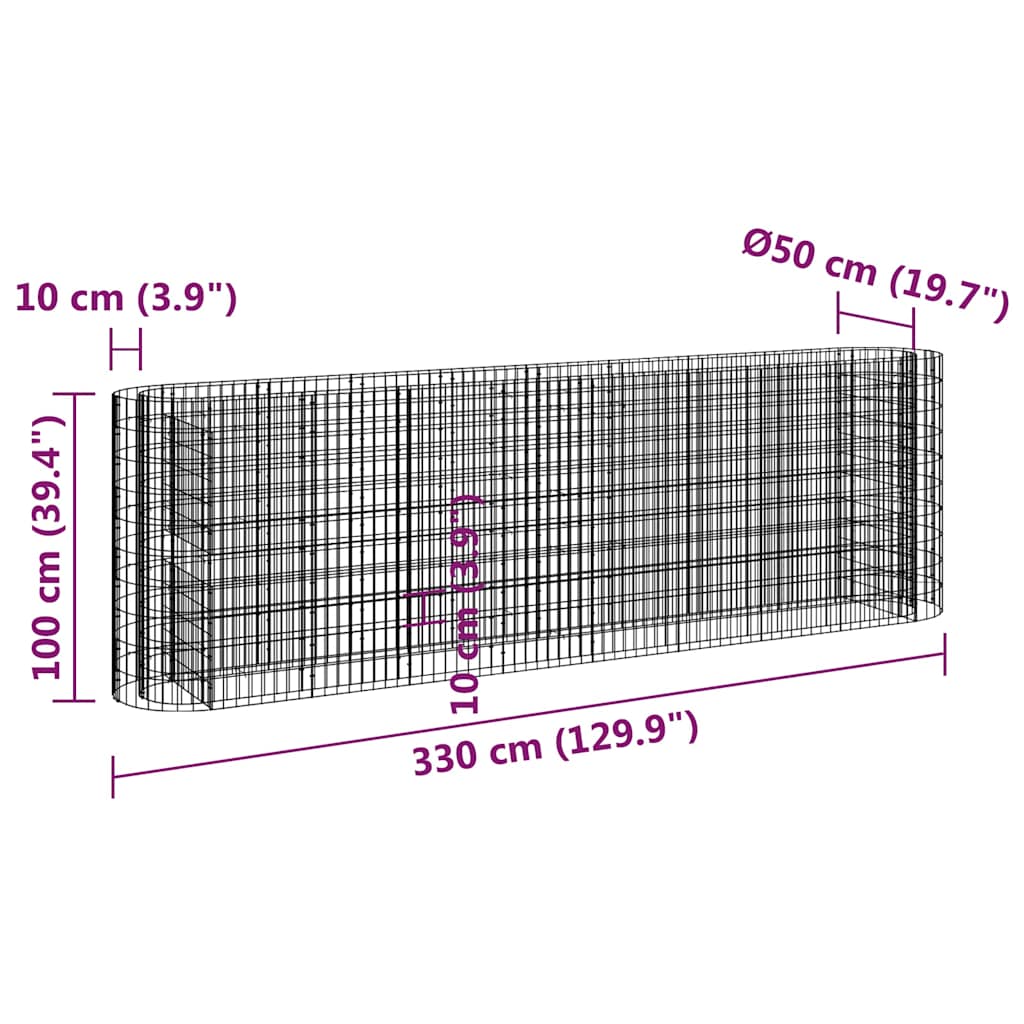 Gabiono lovelis, 330x50x100cm, galvanizuota geležis, aukštas Gabiono lovelis, 330x50x100cm, galvanizuota geležis, aukštas