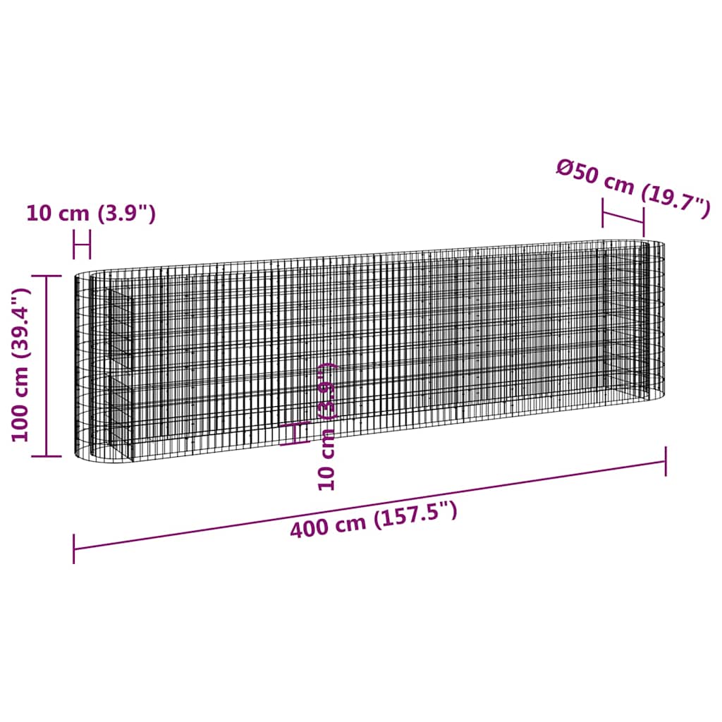 Gabiono lovelis, 400x50x100cm, galvanizuota geležis, aukštas Gabiono lovelis, 400x50x100cm, galvanizuota geležis, aukštas