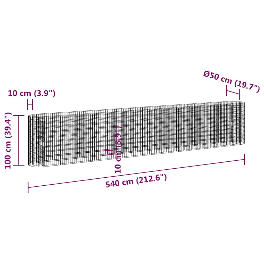 Gabiono lovelis, 540x50x100cm, galvanizuota geležis, aukštas Gabiono lovelis, 540x50x100cm, galvanizuota geležis, aukštas
