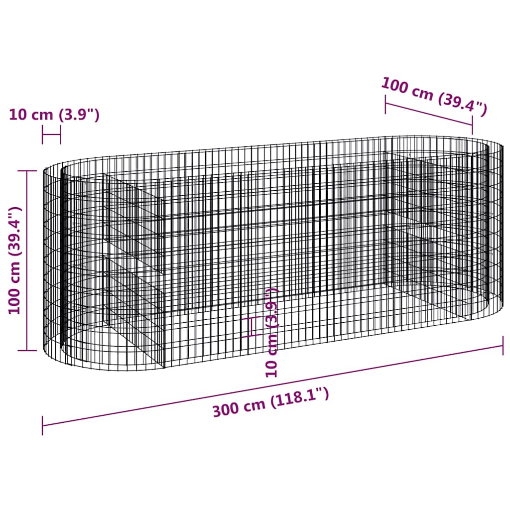 Gabiono lovelis, 300x100x100cm, galvanizuota geležis, aukštas Gabiono lovelis, 300x100x100cm, galvanizuota geležis, aukštas