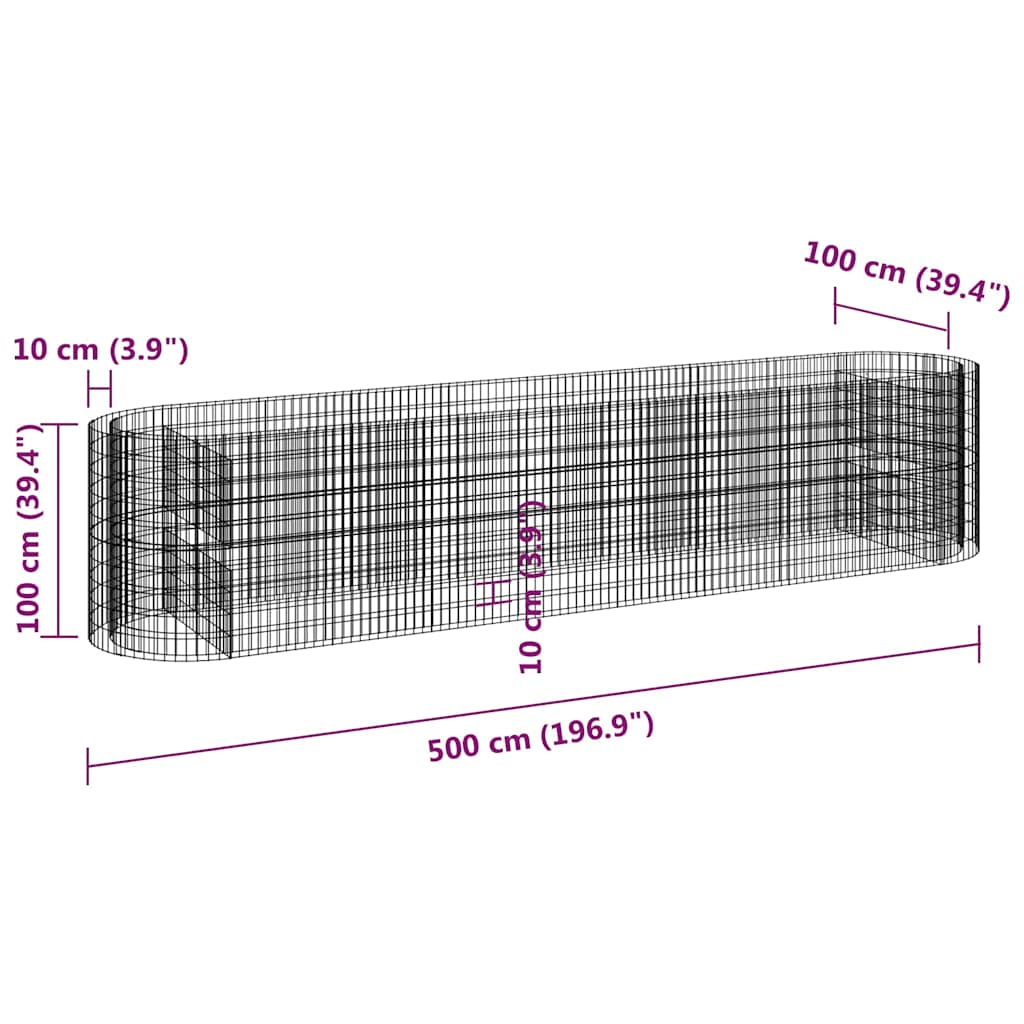 Gabiono lovelis, 500x100x100cm, galvanizuota geležis, aukštas Gabiono lovelis, 500x100x100cm, galvanizuota geležis, aukštas
