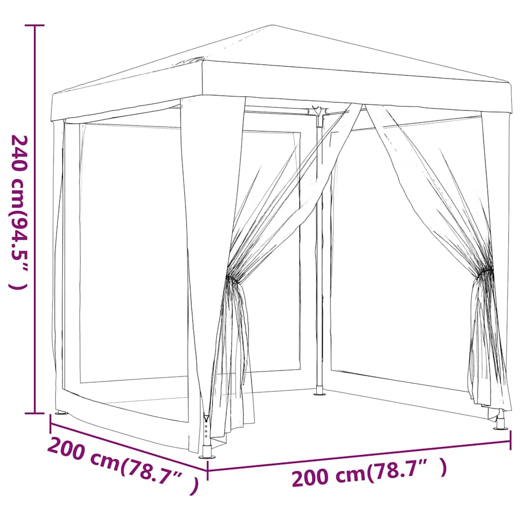 Proginė palapinė su 4 tinklinėmis sienomis, raudona, 2x2m, HDPE Proginė palapinė su 4 tinklinėmis sienomis, raudona, 2x2m, HDPE