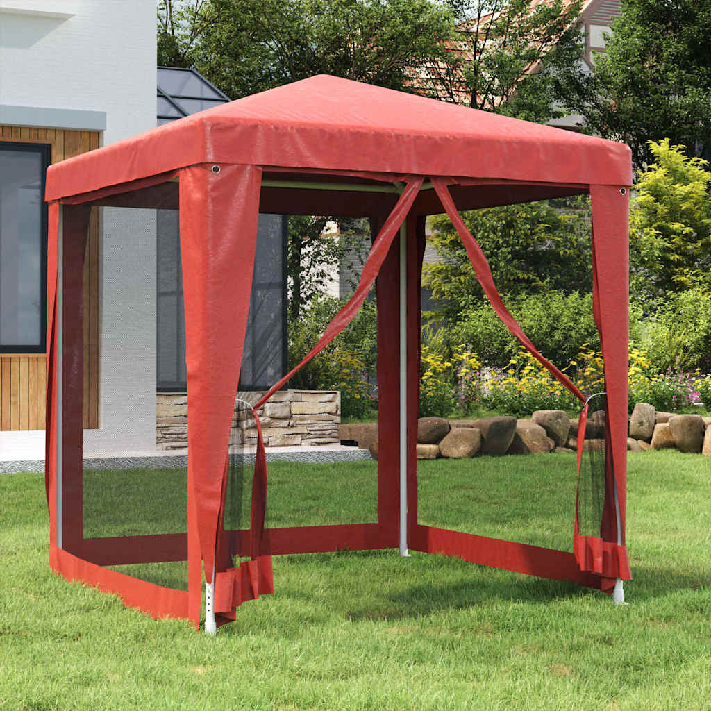 Proginė palapinė su 4 tinklinėmis sienomis, raudona, 2x2m, HDPE Proginė palapinė su 4 tinklinėmis sienomis, raudona, 2x2m, HDPE - Image 2