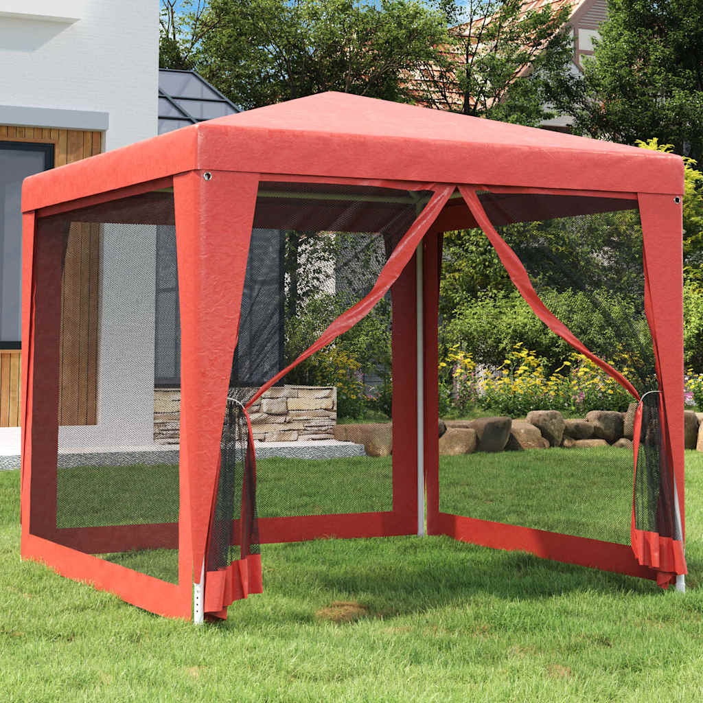 Proginė palapinė su 4 sienomis, raudona, 2,5×2,5m, HDPE Proginė palapinė su 4 sienomis, raudona, 2,5x2,5m, HDPE - Image 2