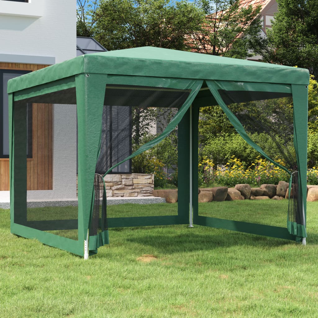 Proginė palapinė su 4 tinklinėmis sienomis, žalia, 3x3m, HDPE Proginė palapinė su 4 tinklinėmis sienomis, žalia, 3x3m, HDPE - Image 2