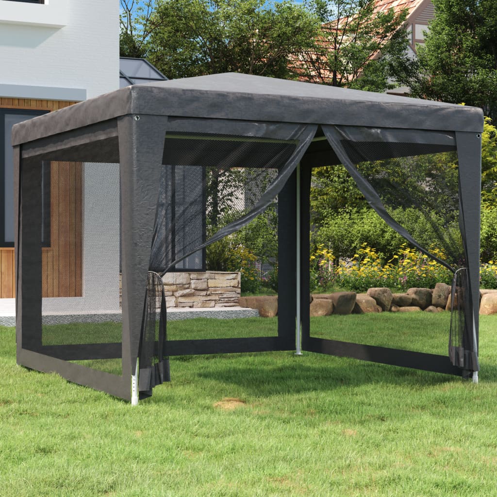 Proginė palapinė su 4 sienomis, antracito, 3x3m, HDPE Proginė palapinė su 4 sienomis, antracito, 3x3m, HDPE - Image 2