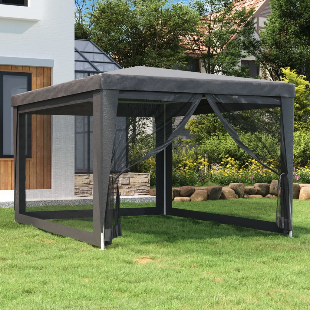 Proginė palapinė su 4 sienomis, antracito, 3x4m, HDPE Proginė palapinė su 4 sienomis, antracito, 3x4m, HDPE - Image 2
