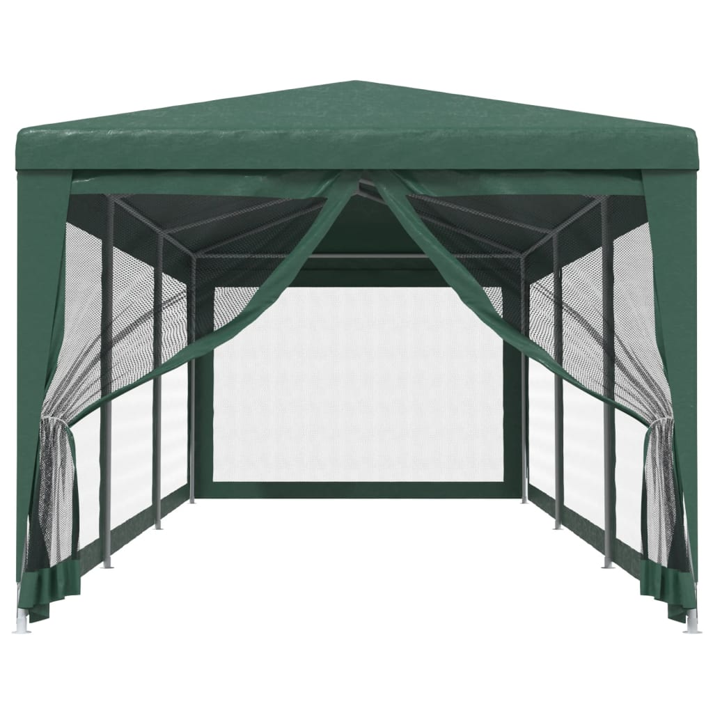 Proginė palapinė su 8 tinklinėmis sienomis, žalia, 3x9m, HDPE Proginė palapinė su 8 tinklinėmis sienomis, žalia, 3x9m, HDPE - Image 3