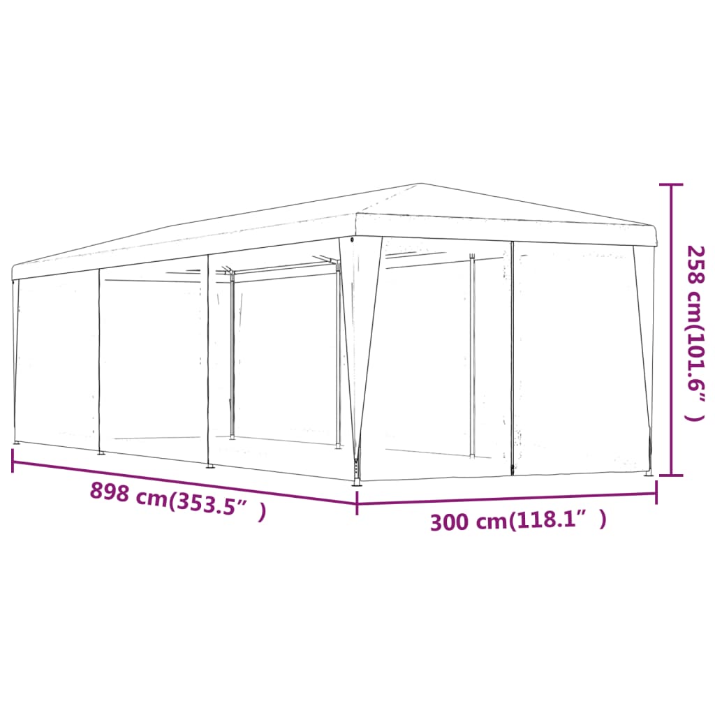 Proginė palapinė su 8 sienomis, antracito, 3x9m, HDPE Proginė palapinė su 8 sienomis, antracito, 3x9m, HDPE