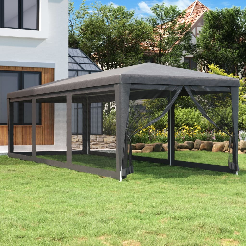 Proginė palapinė su 8 sienomis, antracito, 3x9m, HDPE Proginė palapinė su 8 sienomis, antracito, 3x9m, HDPE - Image 2