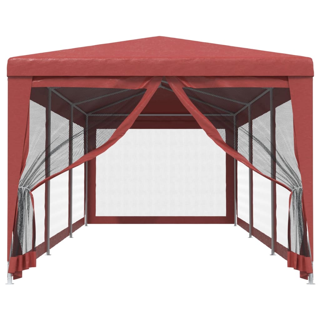 Proginė palapinė su 8 tinklinėmis sienomis, raudona, 3x9m, HDPE Proginė palapinė su 8 tinklinėmis sienomis, raudona, 3x9m, HDPE - Image 3
