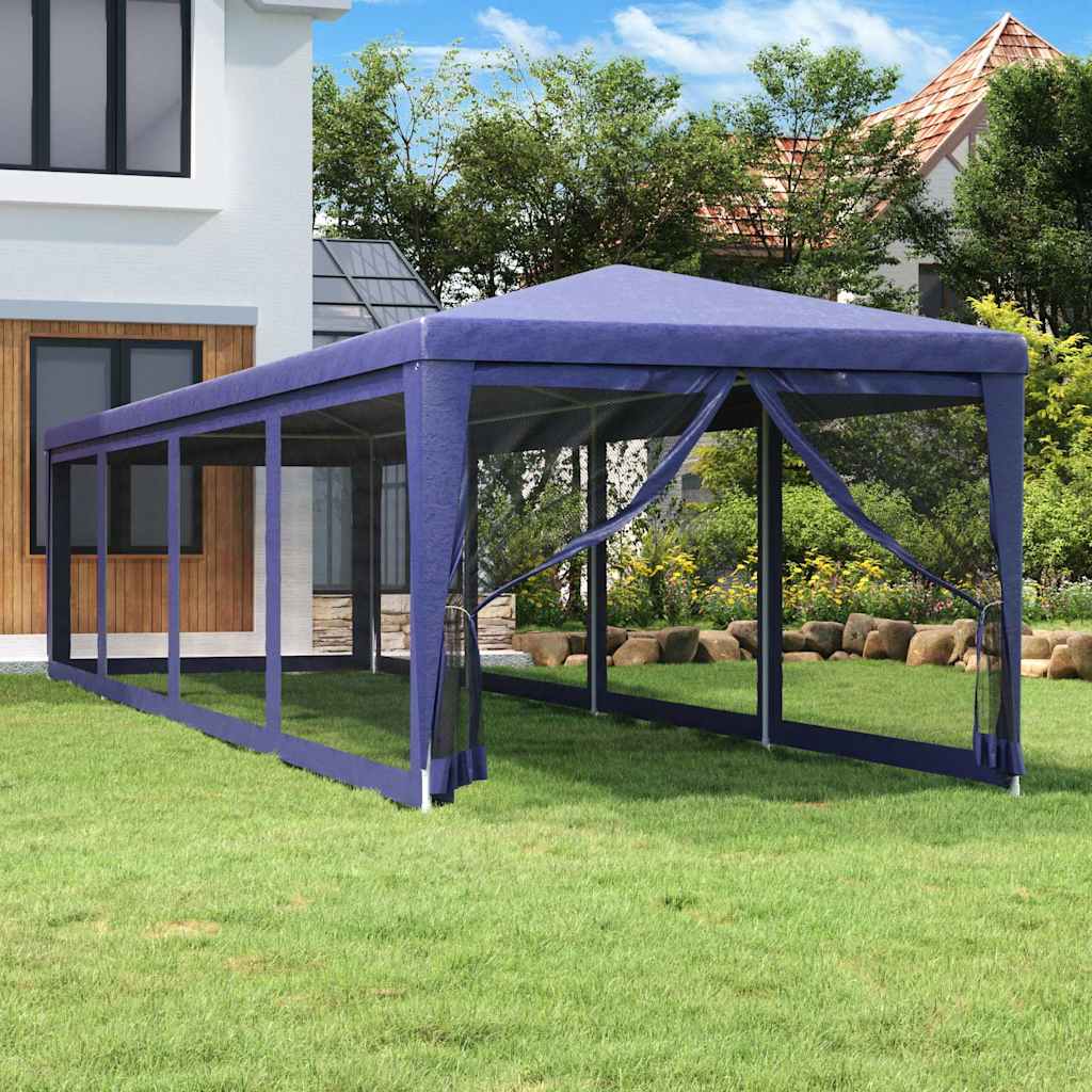 Proginė palapinė su 10 tinklinių sienų, mėlyna, 3x12m, HDPE Proginė palapinė su 10 tinklinių sienų, mėlyna, 3x12m, HDPE - Image 2